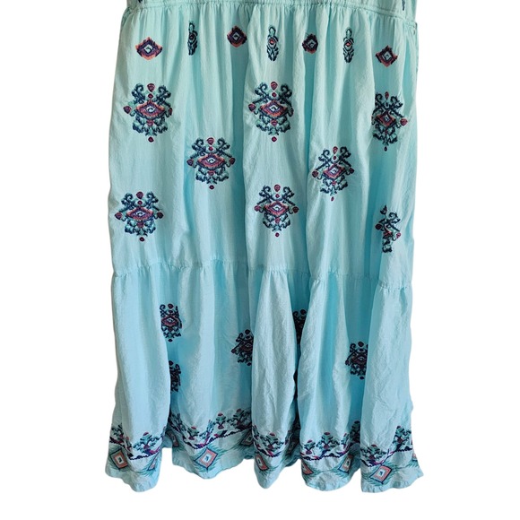 Sundance Blue Embroidered Boho Maxi Dress Sleeveless Summer Casual Plus XXL - Picture 9 of 14